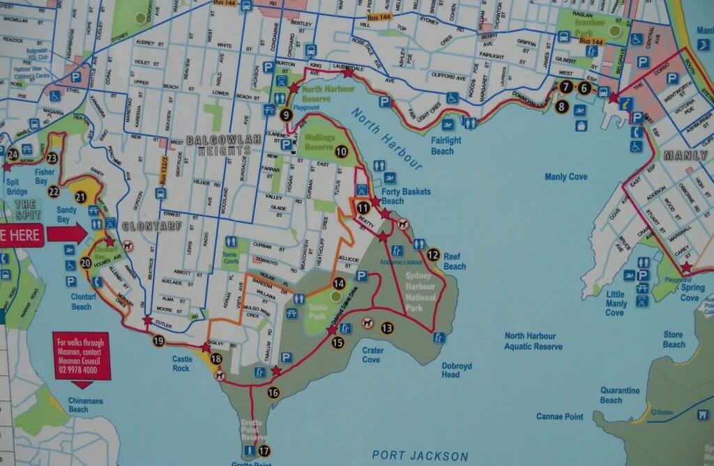Carte de la Manly Scenic Walk