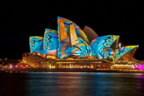 Opéra de Sydney projection bleue et orange Opéra de Sydney Projection bleue et orange en Australie