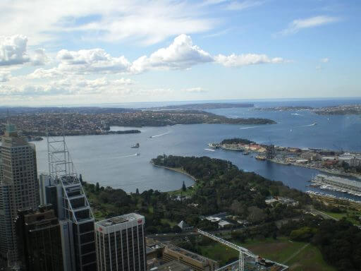 Vue de la tour de Sydney sur le jardin botanique de Sydney