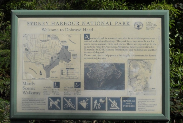 panneau sur la Manly scenic walk Panneau Sydney Harbour National Park en Australie