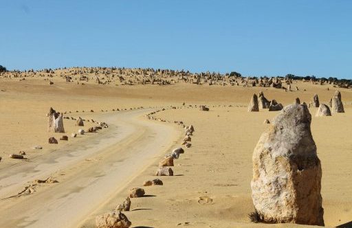 Chemin dans le désert des Pinnacles en Australie