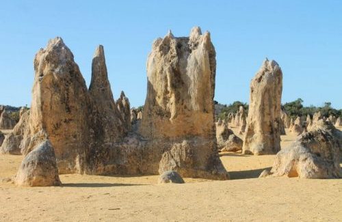 Grandes formations calcaires dans le désert des Pinnacles en Australie