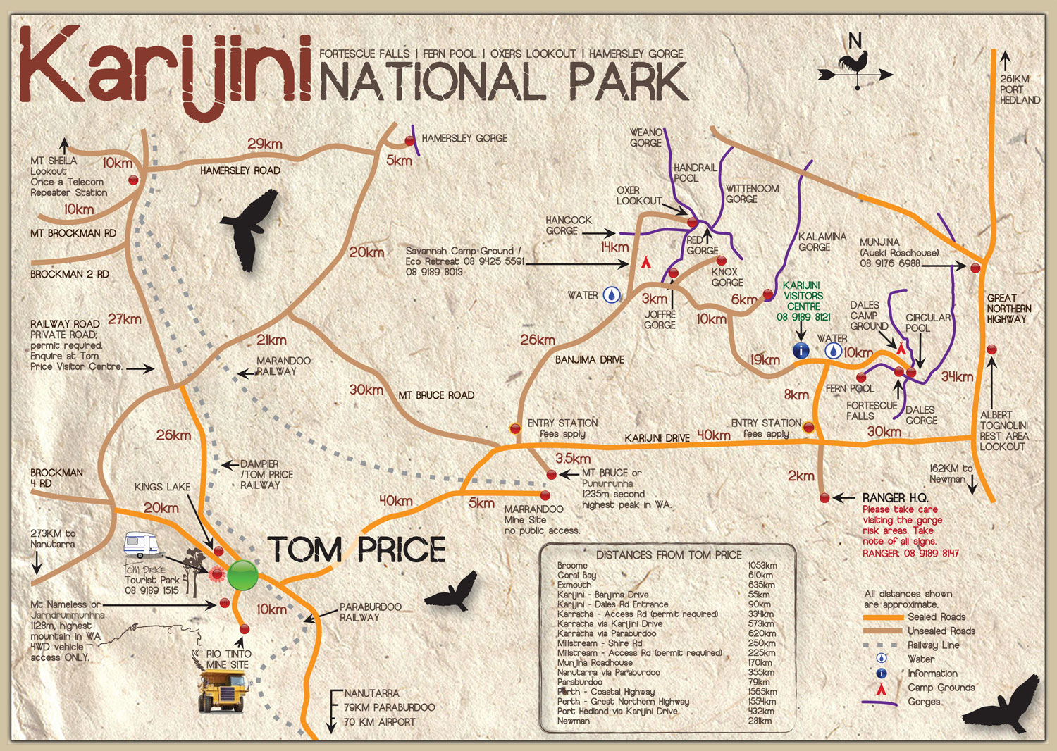 Carte du Karijini National Park en Australie