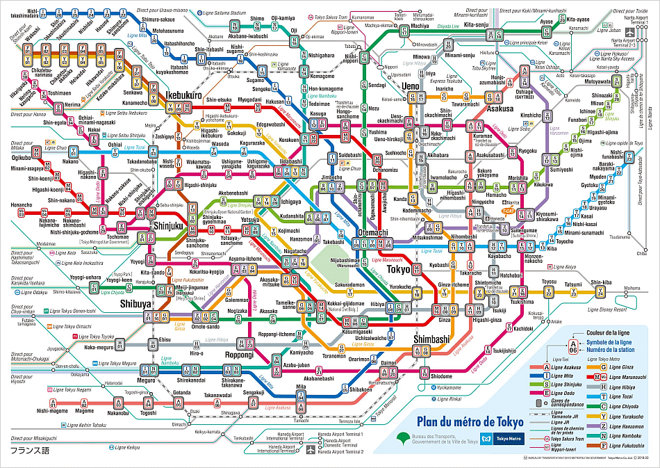 Plan du métro de Tokyo au Japon