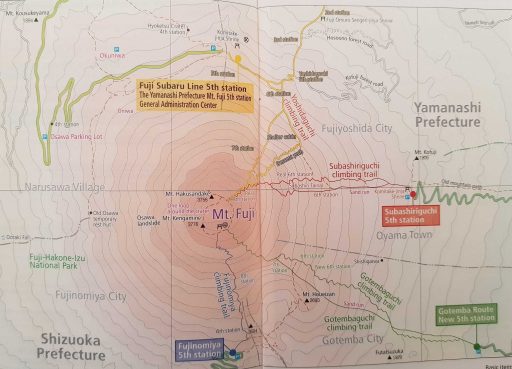 Carte du Mont Fuji au Japon