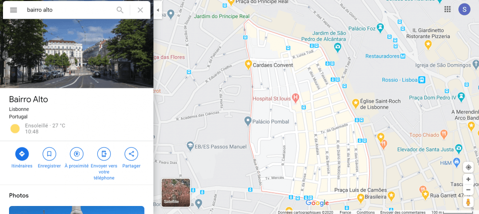 Carte du quartier Bairro Alto à Lisbonne