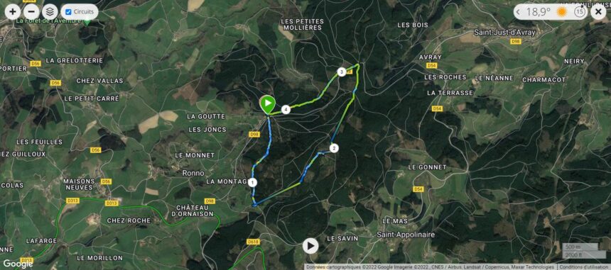 Carte de la randonnée à Ronno