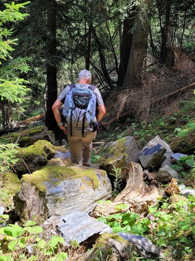 Eboulis sur le sentier d'Arplane