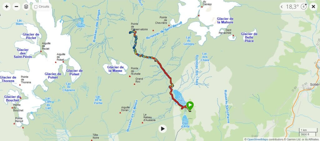 Tracé pointe de l'observatoire