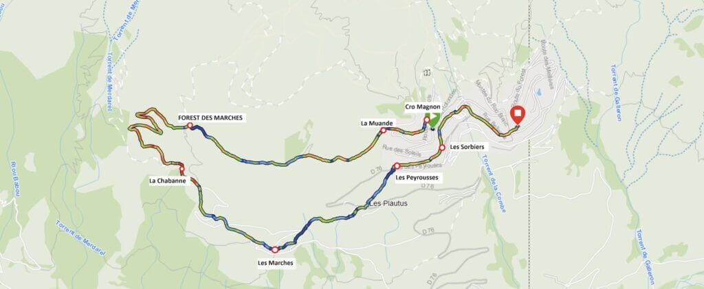 Tracé de la randonnée Forest des Marches